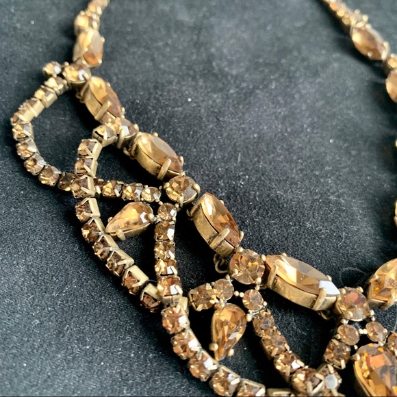 J.Crew Gold Amber Crystal Statement Necklace - Picture 3 of 5